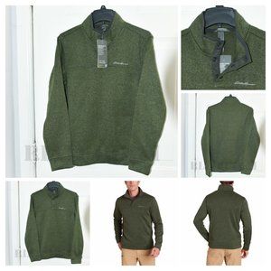GREEN NWT Eddie Bauer Mens Radiator Fleece Quarter (1/4) Snap Pullover